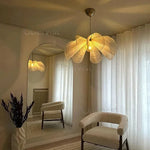 suspension lumineuse moderne blanc motif feuilles fixation lumière chaude dimension 50cm 60cm