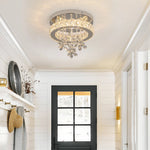 lustre led cristal moderne argenté transparent fleurs chambre salon salle manger