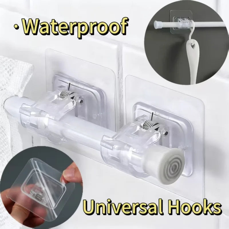 clips universels support barre rideau adhésif transparent fixation murale accessoires maison moderne réglable
