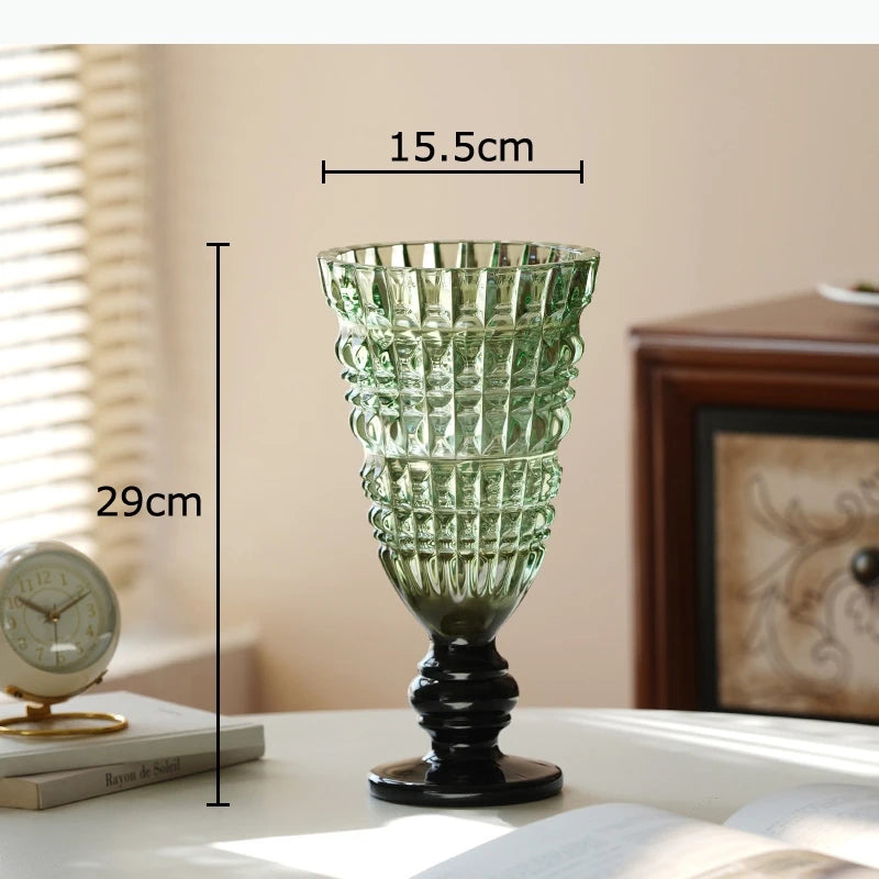 vase transparent gravé rose noir vert violet strié classique moderne table