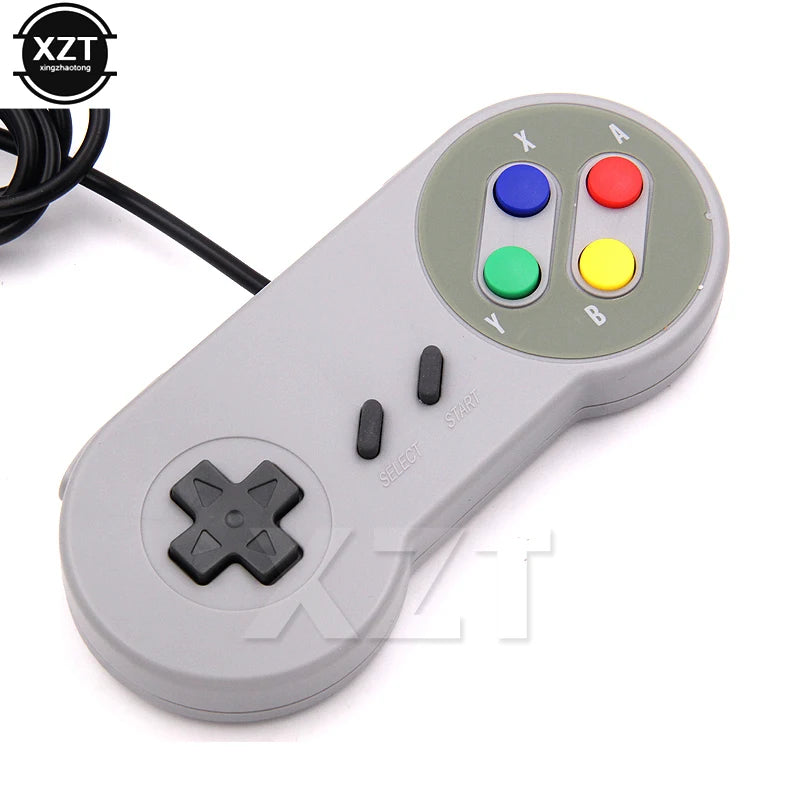 manette jeu rétro super nintendo gris clair filaire usb pc raspberry pi jeux vidéos