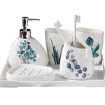 ensemble salle bain céramique éco friendly blanc bleu vert fleuri
