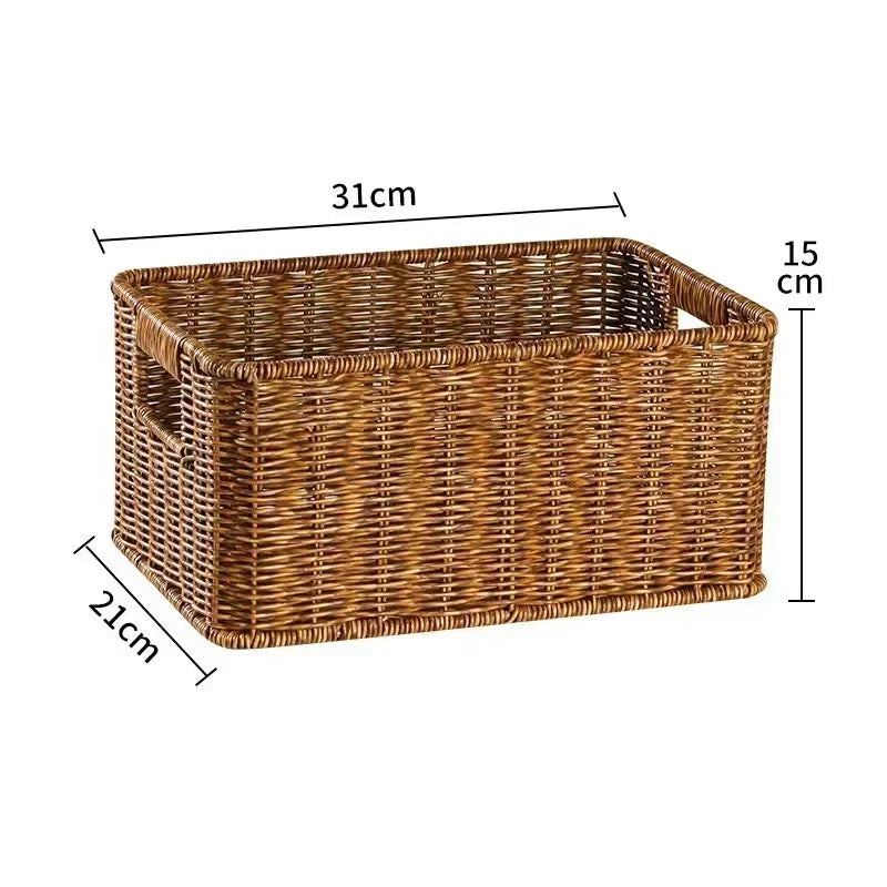 panier tressé marron clair rustique pliable imperméable utilisation multiple respectueux environnement poignées intégrées