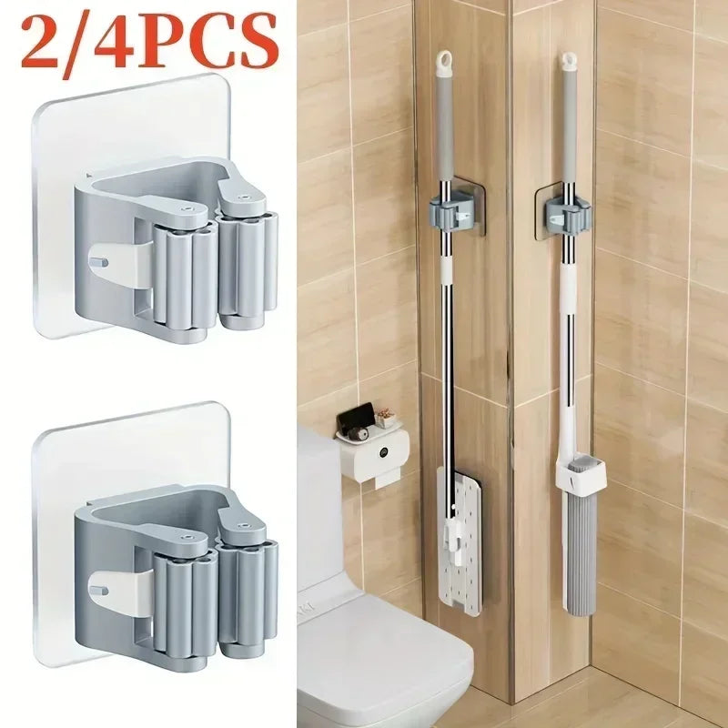 porte balai porte brosse adhésive murale moderne blanc gris transparent