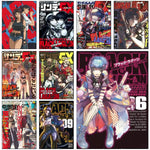 affiches manga bleu noir illustrations personnages japonais cadre bois décoration moderne