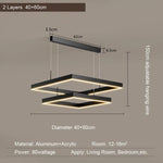 lampe suspendue moderne aluminium noir contemporain salon chambre 60cm 80cm