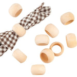 Anneaux de serviette en bois naturel lot de 10 sur table décorée