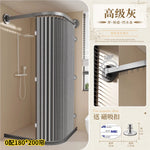 rideau douche pliable moderne beige clair rayures verticales opacité aimants