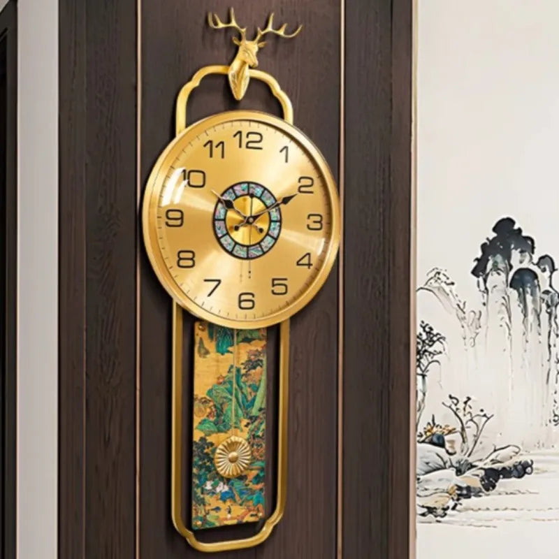 horloge murale moderne ornementale florale asiatique décoration murale salle aiguilles métal