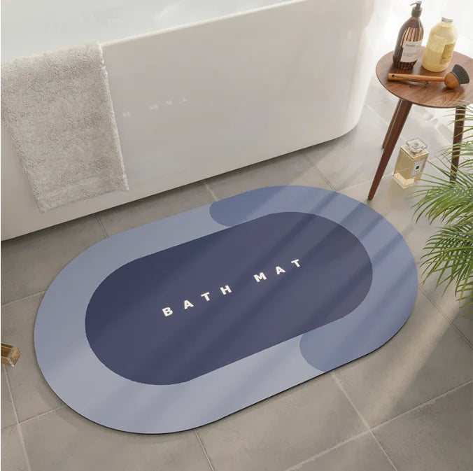 tapis bain moderne bleu rose gris ovale antidérapant absorbant salle bain