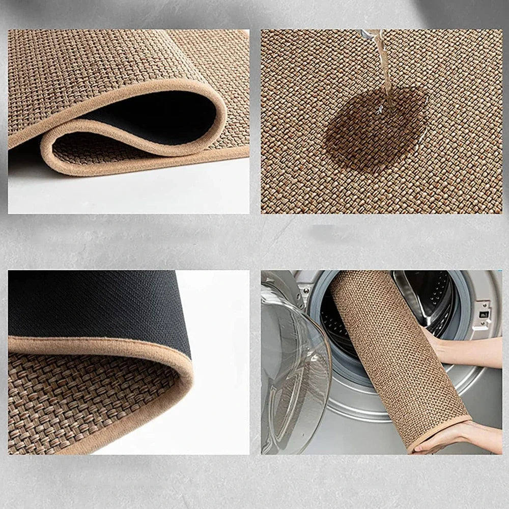tapis sol antidérapant polyester faux sisal rustique moderne cuisine maisonintérieur