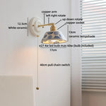 lampe murale fleurs bleues blanc doré LED classique vis fixation 4W max 60W