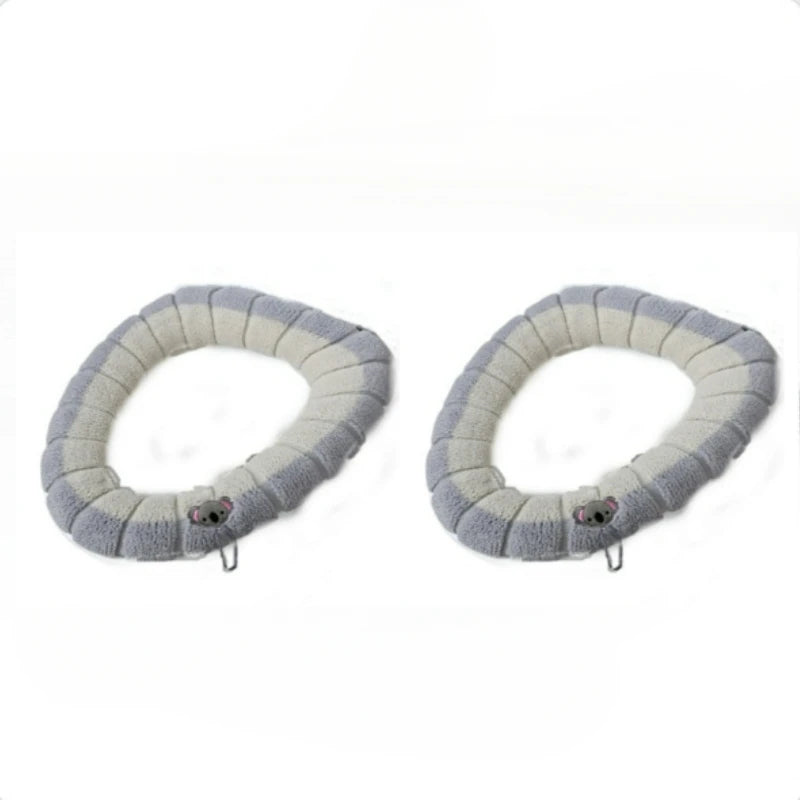 coussin toilette portable gris bleu vert rose rayures doux confortable poignée élastique