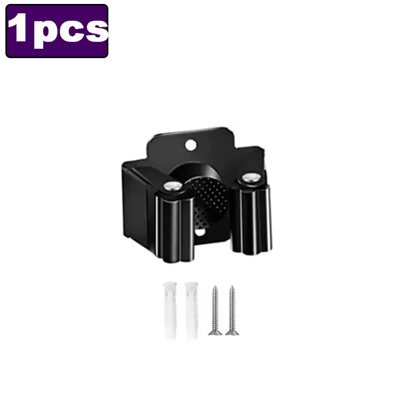 support mural balai anti dérapant acier inoxydable moderne salle bain clips noir argenté respectueux