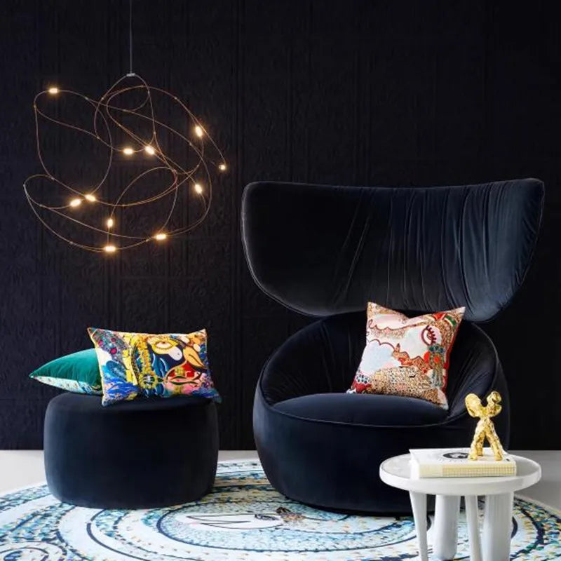 suspension lumineuse moderne spirales lumière blanc doré chambre salon