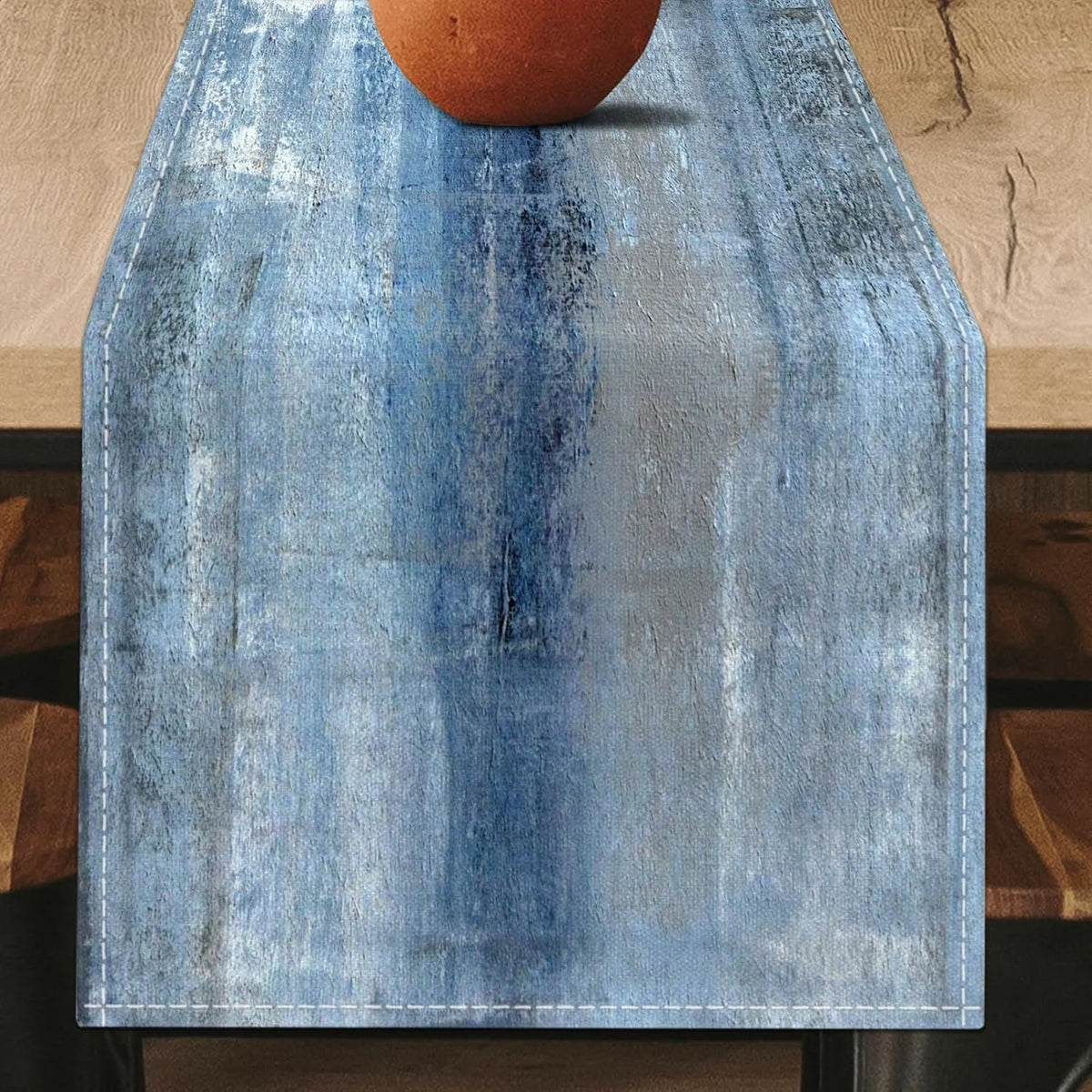 table chevet moderne chemin table lin bleu gris résistant l'usure antidérapant rustique assiettes tasses