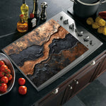 autocollant decoratif plaque cuisson noir cuivre rustique texture organique moderne 52x72cm
