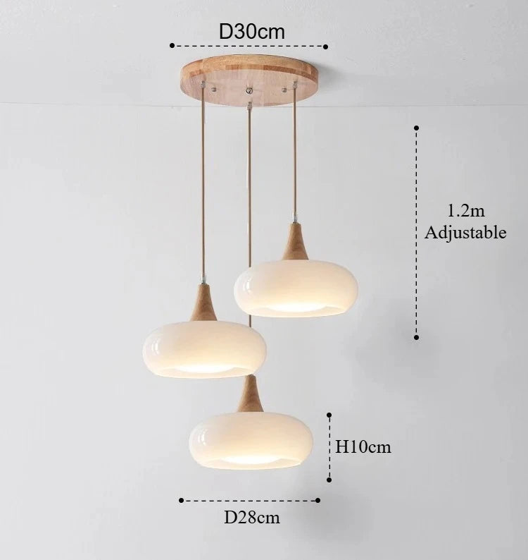 suspension lumineuse moderne orange bois naturel opacité chaînes métalliques salon restaurant étude chambre exposition