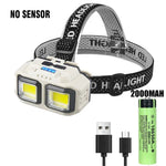 lampe frontale led beige noir tissu points noirs charge type batterie interrupteur indications niveau