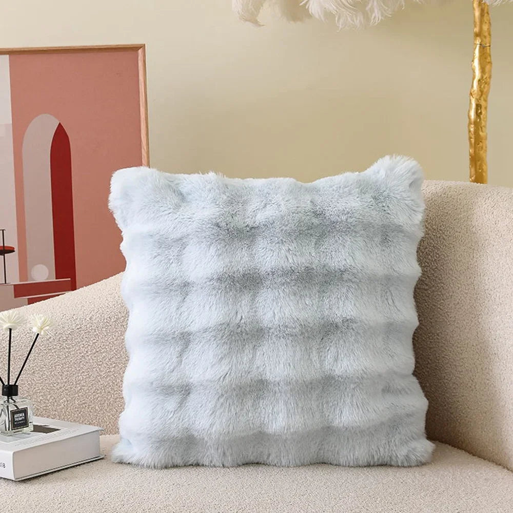 coussin carré moderne gris beige blanc rose pâle lavable 45x45cm bouclé