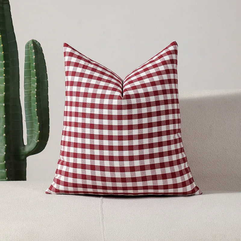 housse coussin rayées rouge blanc nordique moderne polyester coton décoration intérieure voiture 45x45cm 30x50cm