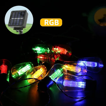 guirlande lumineuse solaire led 10m 30 ampoules transparentes dorées crackle vintage clips