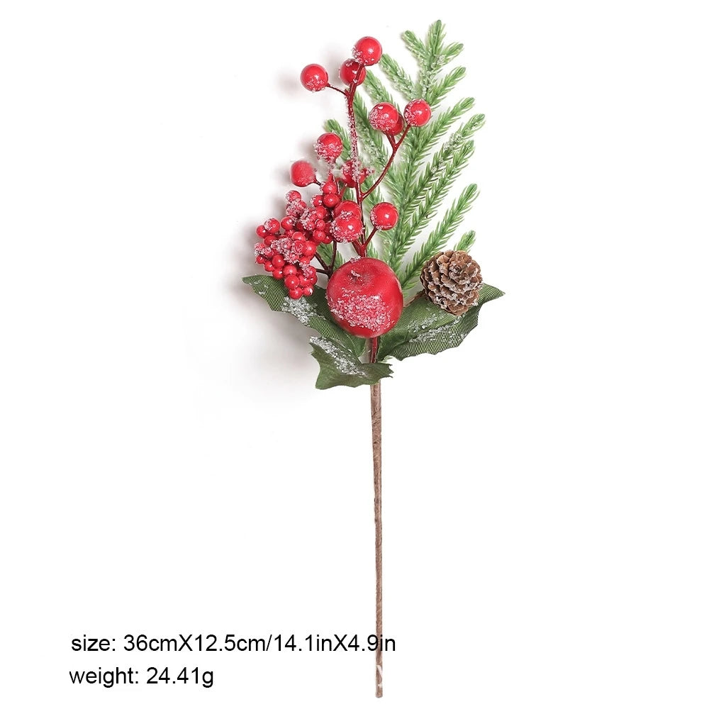 décoration noël bouquet feuilles vertes baies rouges cône pin boule rouge translucideextérieur saisonnier