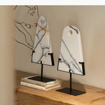 planche découper marbre moderne blanc noir support métallique décoration contemporain objet décoratif