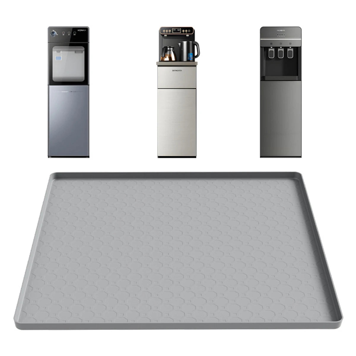 tapis silicone anti dérapant moderne plateau protection sol 50x50cm bord surélevé gris noir