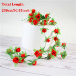 guirlande artificielle fleurs roses feuilles vertes décoration maison jardin mariage festive naturelle