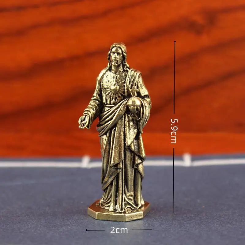 statues jesus sacre coeur bronze doré sculptures detailles traditionnelles decor religieux ornement maison figurines