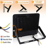 projecteur led moderne éclairage extérieur noir ip66 détecteur mouvement fixation murale flux lumineux économie