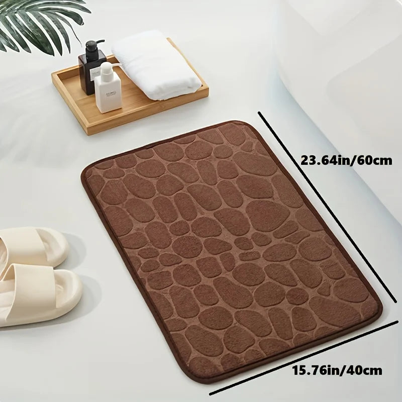 tapis bain mousse mémoire forme pierre velours corail antidérapant absorption haute moderne gris marron