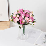 bouquet artificiel pivoines blanc rose intérieur mariage décoration vase romantique classique anniversaire événement