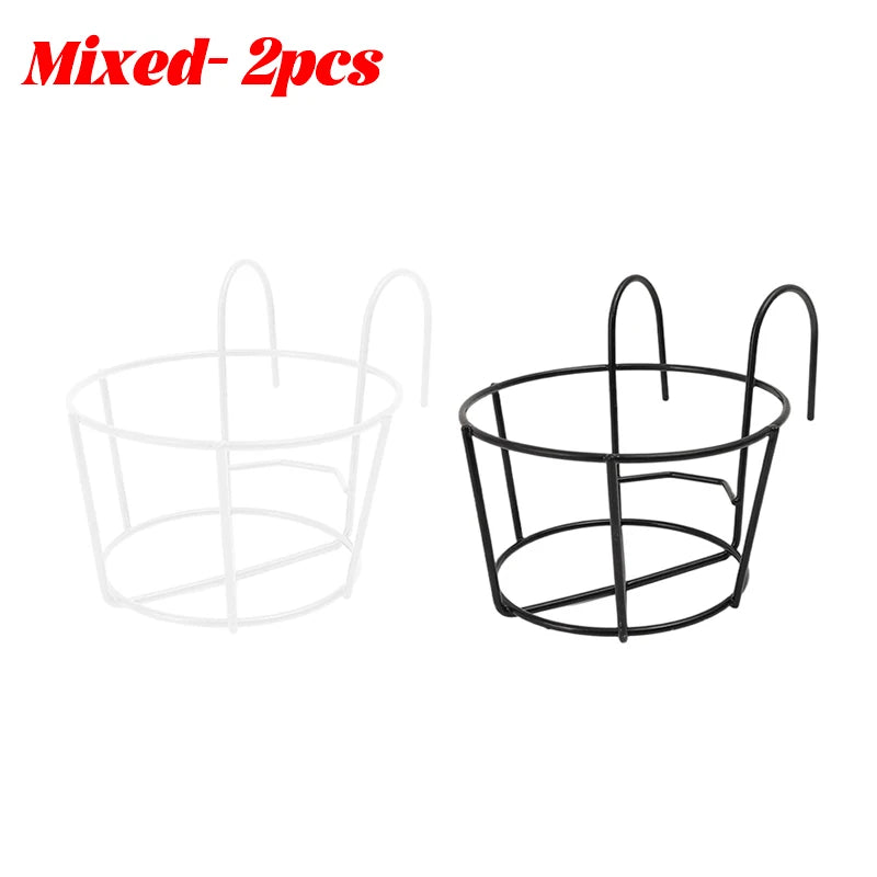 supports fleurs suspendus métal noir blanc moderne double crochet balcon clôture