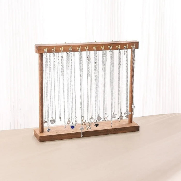 présentoir bijoux bois moderne 36 crochets clips métalliques finition brillante doré minimaliste