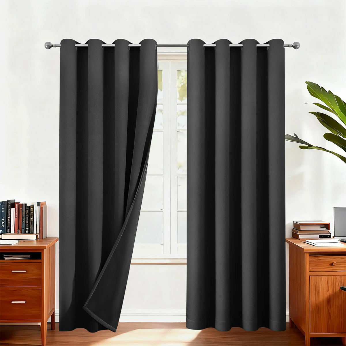 rideau blackout gris noir moderne deux couches fenetre maison