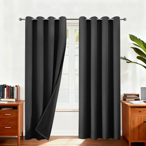 rideau blackout gris noir moderne deux couches fenetre maison
