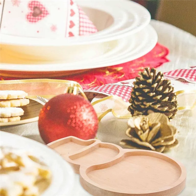 assiette compartiments bois moderne grain visible opaque noël minimaliste