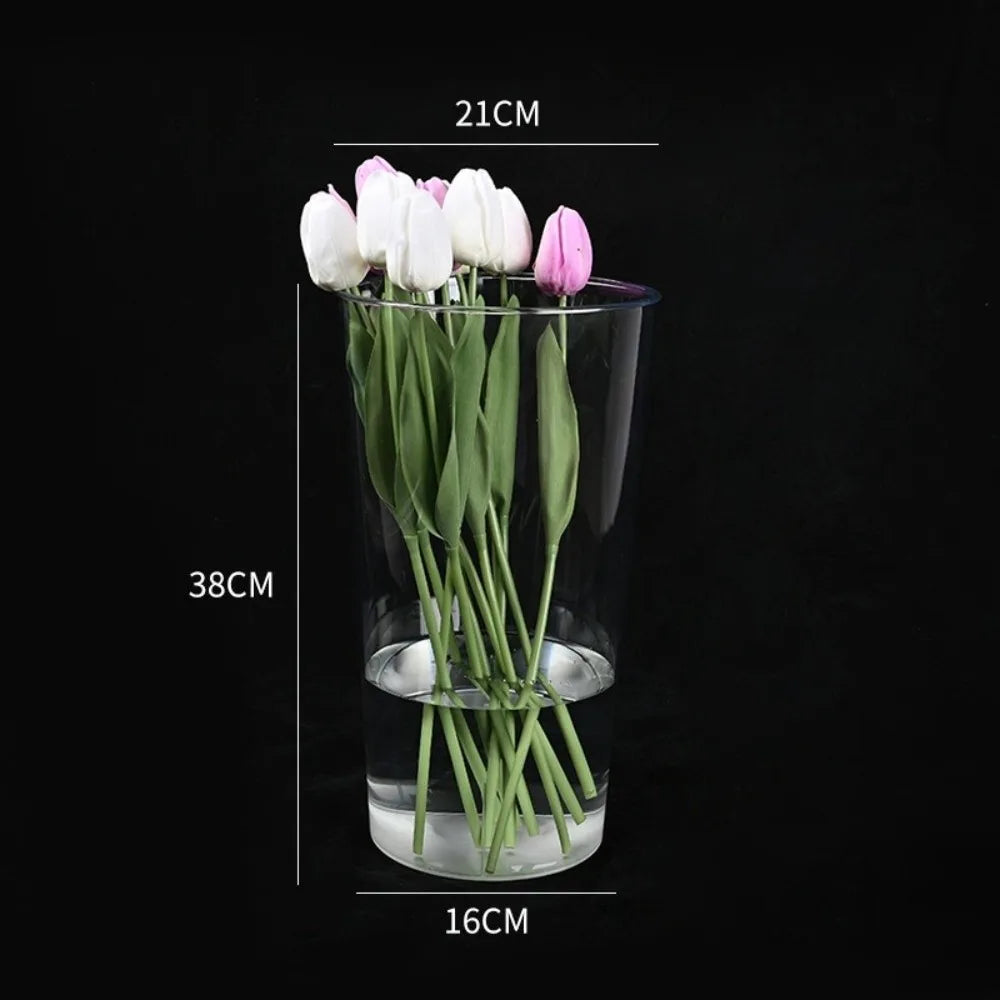 vases modernes transparents rectangulaires lisses intérieur décoration arrangement floral table