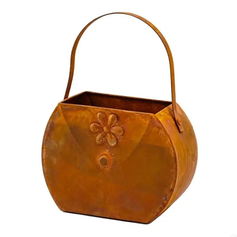 pot fleurs vintage sac main rouille décoration intérieure plante artificielle orange reliefs floral