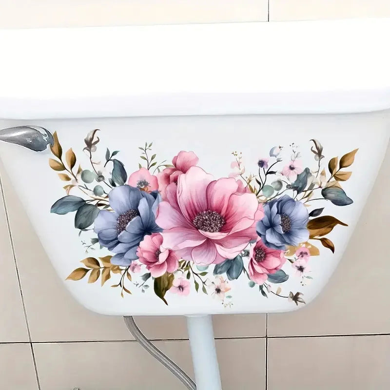 sticker mural floral moderne rose bleu vert décoration intérieure chambre salon adhésif pvc opaque
