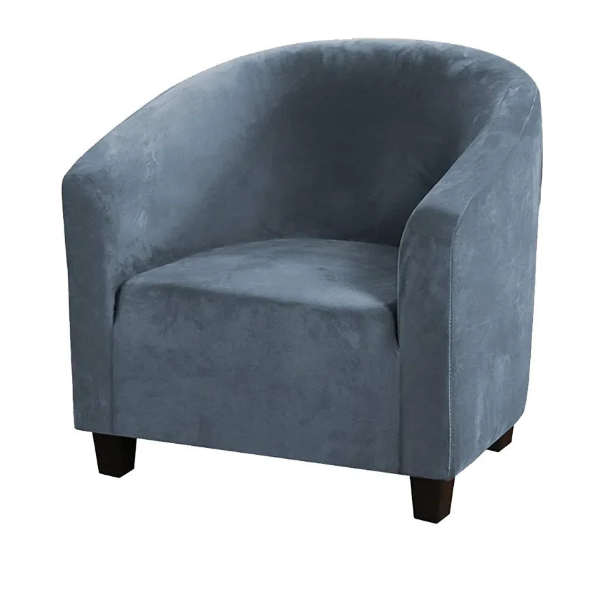 Housse fauteuil velours gris foncé étirable moderne élastiques canapé intérieur extérieur