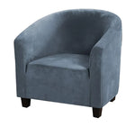 Housse fauteuil velours gris foncé étirable moderne élastiques canapé intérieur extérieur