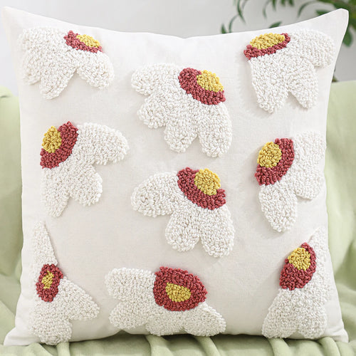 housse coussin brodée fleurs citrons décoration printemps été carreaux polypropylène utilisation siège chaise voiture