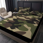 draps housses camouflage vert marron moderne lit imprimé polyester 100% sérigraphie qualité chambre coucher