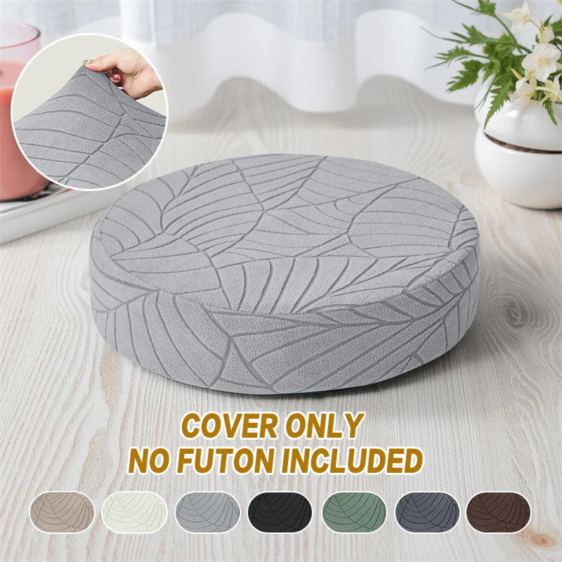 housse coussin rond motif feuilles gris moderne extérieur salon décoration fixations polyestère machine