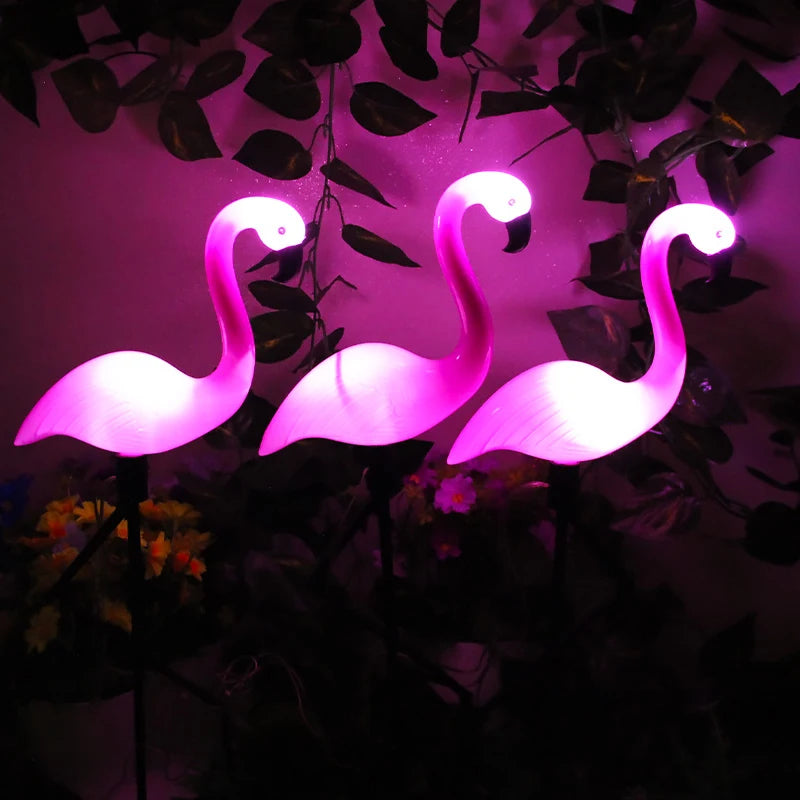 lumière solaire flamant rose moderne oiseau artificiel rose brillant extérieur décoration jardin