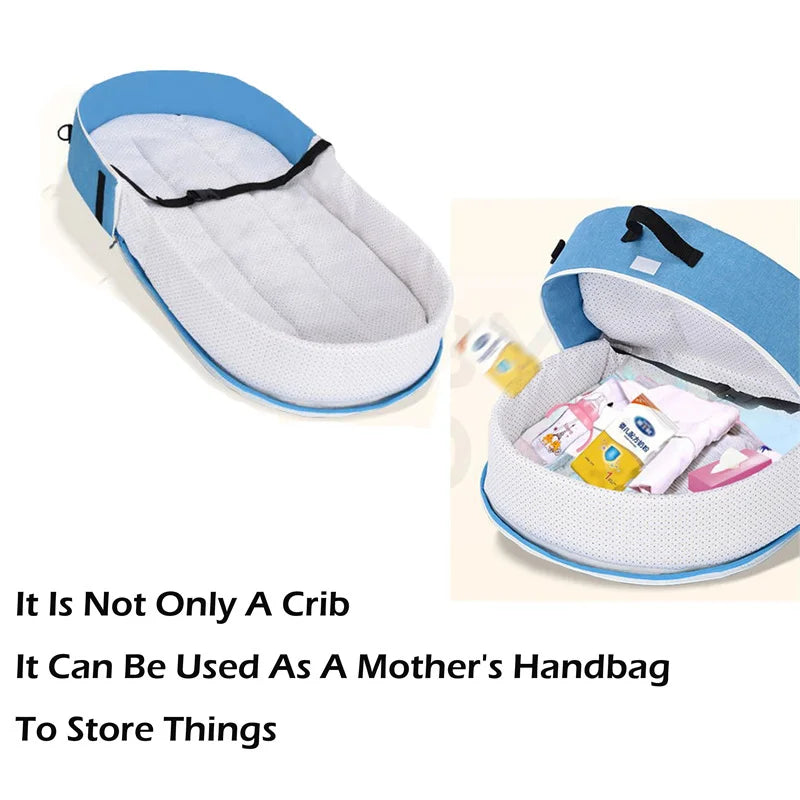 lit pliable bébé bleu clair coussin mousse filet anti moustiques porte clés jouets moderne