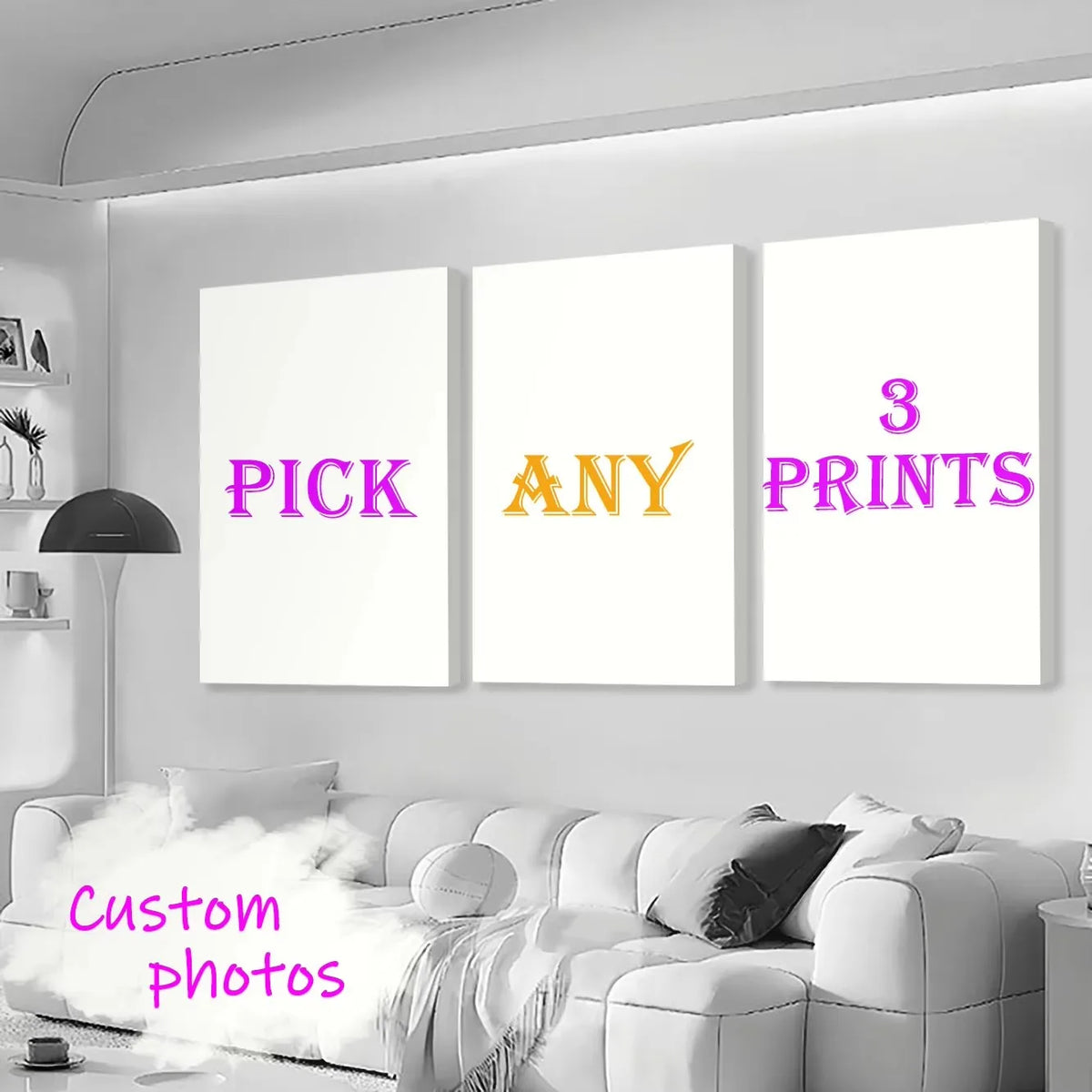 impressions toile texturées moderne lot photos blanches cadre horizontal familial
